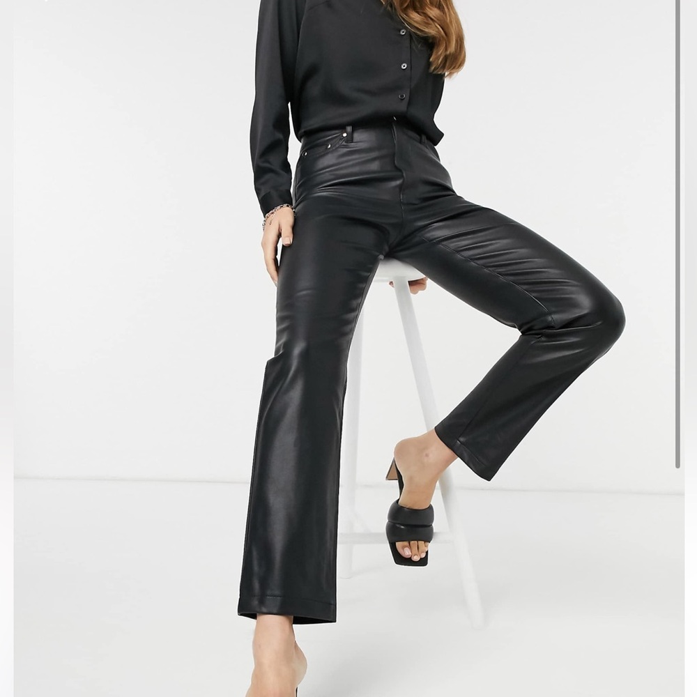 River Island Black Vegan Leather Pants